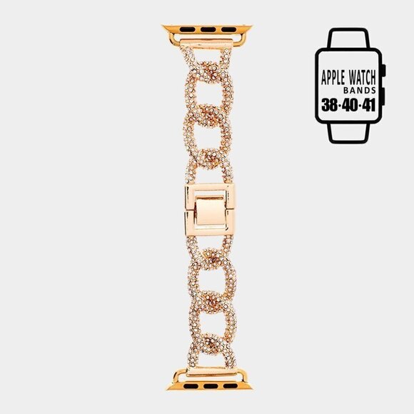 NWT Rhinestone Embellished Chunky Chain Link Apple Watch Band - Picture 1 of 10